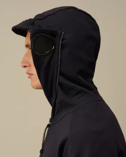 Sweatshirts<C.P. Company Diagonal Raised Fleece Explorer Zipped Hooded Sweatshirt Total Eclipse – Blue