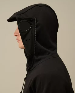 Sweatshirts<C.P. Company Diagonal Raised Fleece Explorer Zipped Hooded Sweatshirt Black