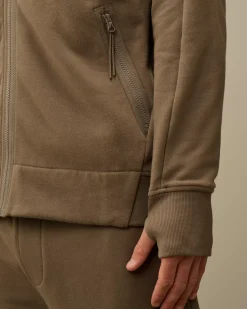 Sweatshirts<C.P. Company Diagonal Raised Fleece Explorer Zipped Hooded Sweatshirt Walnut – Beige