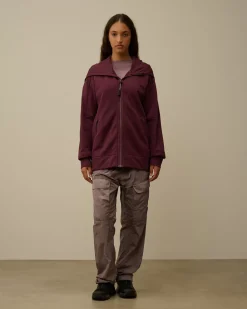 Sweatshirts<C.P. Company Diagonal Raised Fleece Explorer Zipped Hooded Sweatshirt Potent Purple