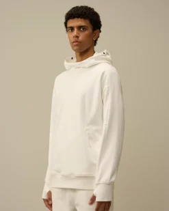 Sweatshirts<C.P. Company Diagonal Raised Fleece Goggle Hooded Sweatshirt Gauze White