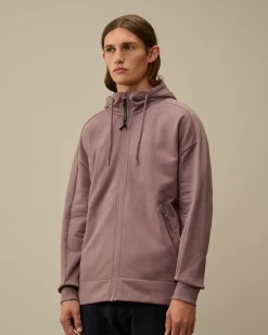 Sweatshirts<C.P. Company Diagonal Raised Fleece Goggle Zipped Hooded Sweatshirt Purple Dove