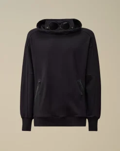 Sweatshirts<C.P. Company Diagonal Raised Fleece Goggle Hooded Sweatshirt Total Eclipse – Blue