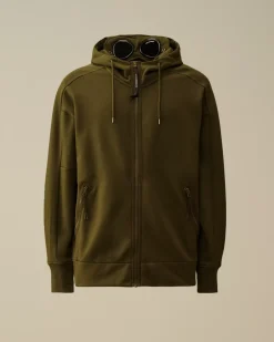 Sweatshirts<C.P. Company Diagonal Raised Fleece Goggle Zipped Hooded Sweatshirt Ivy Green