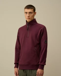 Sweatshirts<C.P. Company Diagonal Raised Fleece Half Zipped Sweatshirt Potent Purple