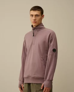 Sweatshirts<C.P. Company Diagonal Raised Fleece Half Zipped Sweatshirt Purple Dove