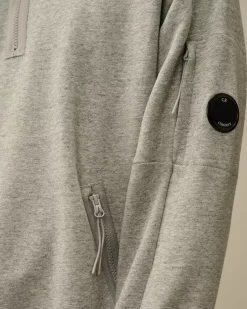 Sweatshirts<C.P. Company Diagonal Raised Fleece Half Zipped Sweatshirt Greystone Melange