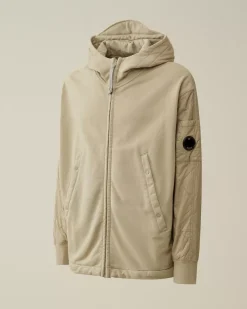 Sweatshirts<C.P. Company Diagonal Raised Fleece Mixed Quilted Hooded Sweatshirt Vintage Khaki – Beige