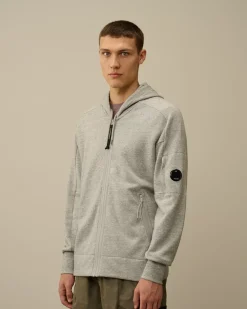 Sweatshirts<C.P. Company Diagonal Raised Fleece Zipped Hooded Sweatshirt Greystone Melange