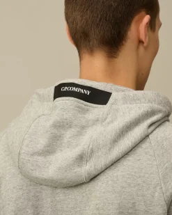 Sweatshirts<C.P. Company Diagonal Raised Fleece Zipped Hooded Sweatshirt Greystone Melange