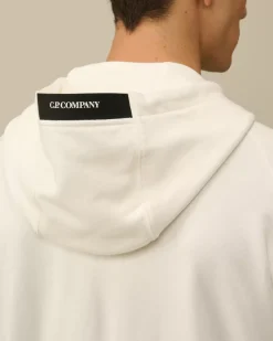 Sweatshirts<C.P. Company Diagonal Raised Fleece Zipped Hooded Sweatshirt Gauze White