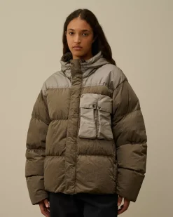 Jacket & Coats<C.P. Company Eco Chrome-R Mixed Goggle Down Jacket Walnut – Beige