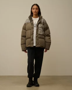 Jacket & Coats<C.P. Company Eco Chrome-R Mixed Goggle Down Jacket Walnut – Beige