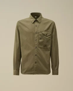 Shirt<C.P. Company Emerized Popeline Buttoned Shirt Grape Leaf – Green