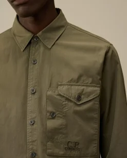 Shirt<C.P. Company Emerized Popeline Buttoned Shirt Grape Leaf – Green