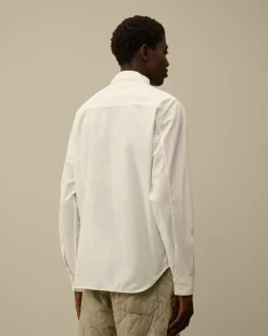 Shirt<C.P. Company Emerized Popeline Buttoned Shirt Gauze White