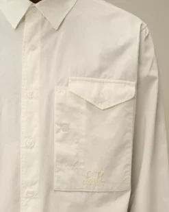 Shirt<C.P. Company Emerized Popeline Buttoned Shirt Gauze White