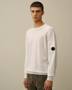 Jumpers<C.P. Company Extra Fine Merino Wool Crew Neck Stitched Knit Gauze White