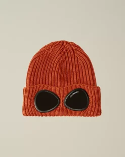 Hats<C.P. Company Extra Fine Merino Wool Goggle Beanie Bombay Brown