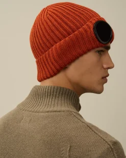 Hats<C.P. Company Extra Fine Merino Wool Goggle Beanie Bombay Brown