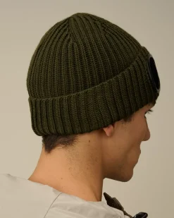 Hats<C.P. Company Extra Fine Merino Wool Goggle Beanie Ivy Green