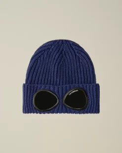 Hats<C.P. Company Extra Fine Merino Wool Goggle Beanie Estate Blue
