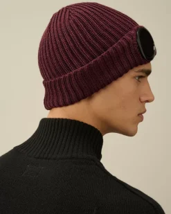 Hats<C.P. Company Extra Fine Merino Wool Goggle Beanie Potent Purple