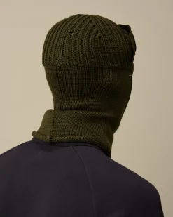 Hats<C.P. Company Extra Fine Merino Wool Goggle Balaclava Ivy Green