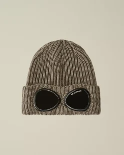 Hats<C.P. Company Extra Fine Merino Wool Goggle Beanie Walnut – Beige