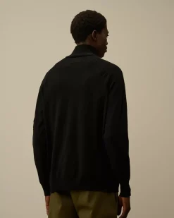 Jumpers<C.P. Company Extra Fine Merino Wool Half Zipped Knit Black