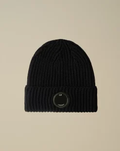 Hats<C.P. Company Extra Fine Merino Wool Lens Beanie Total Eclipse – Blue