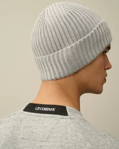 Hats<C.P. Company Extra Fine Merino Wool Lens Beanie Moon Melange – Grey
