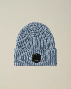Hats<C.P. Company Extra Fine Merino Wool Lens Beanie Flint Stone – Blue
