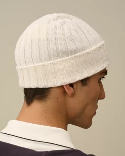 Hats<C.P. Company Extra Fine Merino Wool Logo Beanie Gauze White