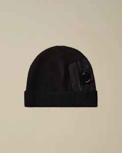 Hats<C.P. Company Extrafine Merino Wool Lens Beanie Total Eclipse – Blue