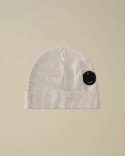 Hats<C.P. Company Extrafine Merino Wool Lens Beanie Moon Melange – Grey