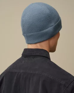 Hats<C.P. Company Extrafine Merino Wool Lens Beanie Flint Stone – Blue