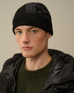 Hats<C.P. Company Extrafine Merino Wool Lens Beanie Black