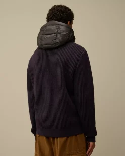 Jumpers<C.P. Company Extrafine Merino Wool Mixed Hooded Knit Nightshade – Purple
