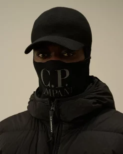 Hats<C.P. Company Extrafine Merino Wool Visor Neck Hat Black