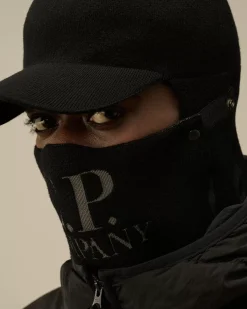 Hats<C.P. Company Extrafine Merino Wool Visor Neck Hat Black