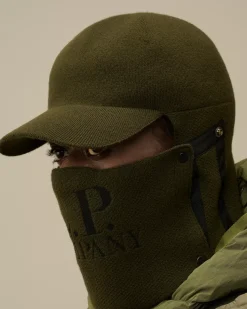 Hats<C.P. Company Extrafine Merino Wool Visor Neck Hat Ivy Green