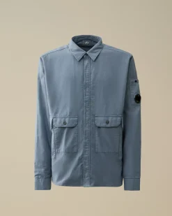 Overshirt<C.P. Company Flannel Lined Overshirt Flint Stone – Blue