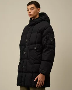 Jacket & Coats<C.P. Company Flatt Nylon Hooded Long Down Jacket Total Eclipse – Blue