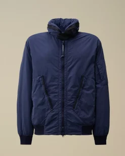 Jacket & Coats<C.P. Company Flatt Nylon Hooded Short Down Jacket Estate Blue