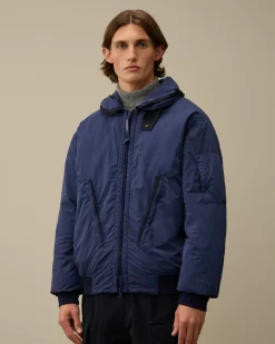 Jacket & Coats<C.P. Company Flatt Nylon Hooded Short Down Jacket Estate Blue