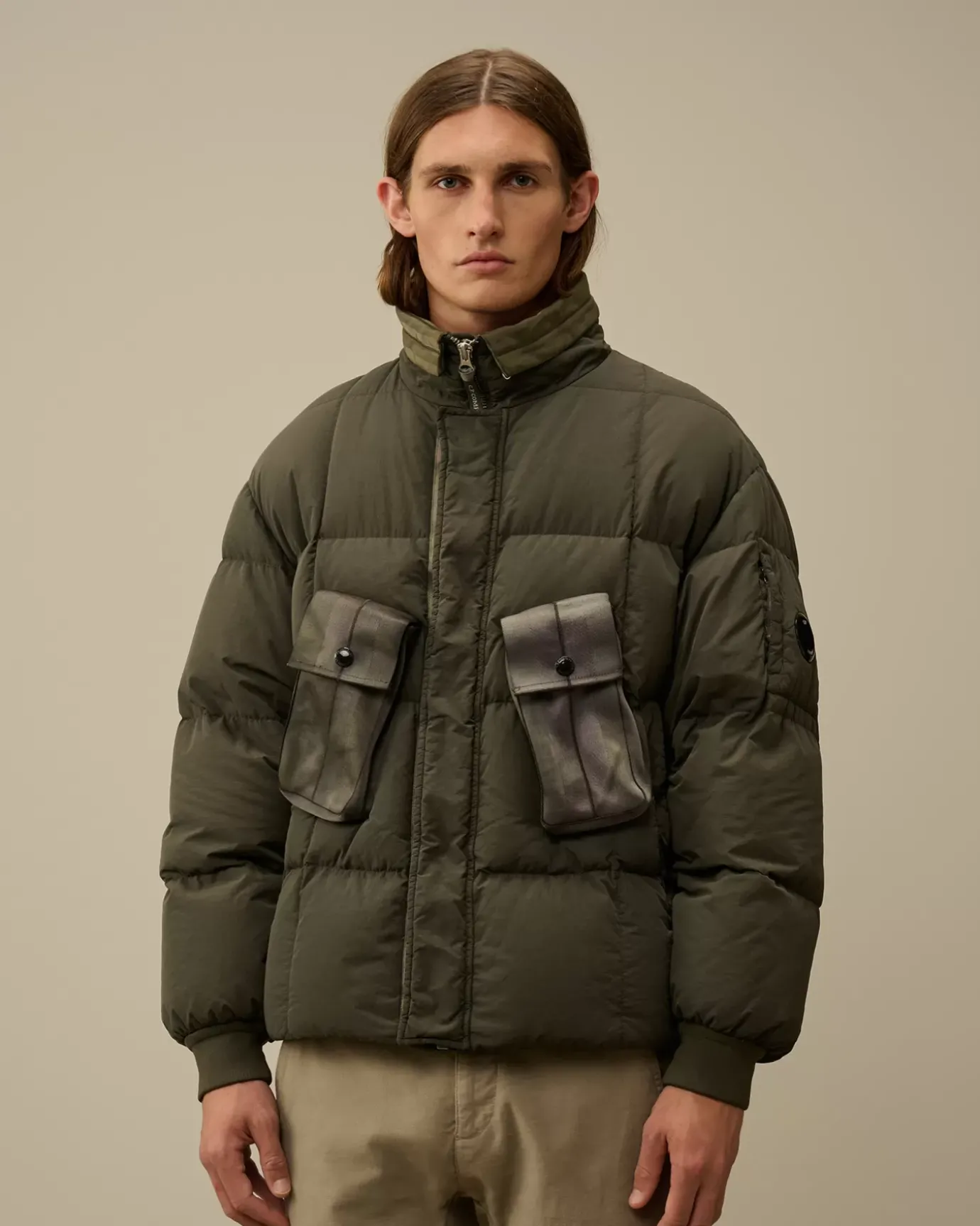 Jacket & Coats<C.P. Company Flatt Nylon Short Down Jacket Grape Leaf – Green