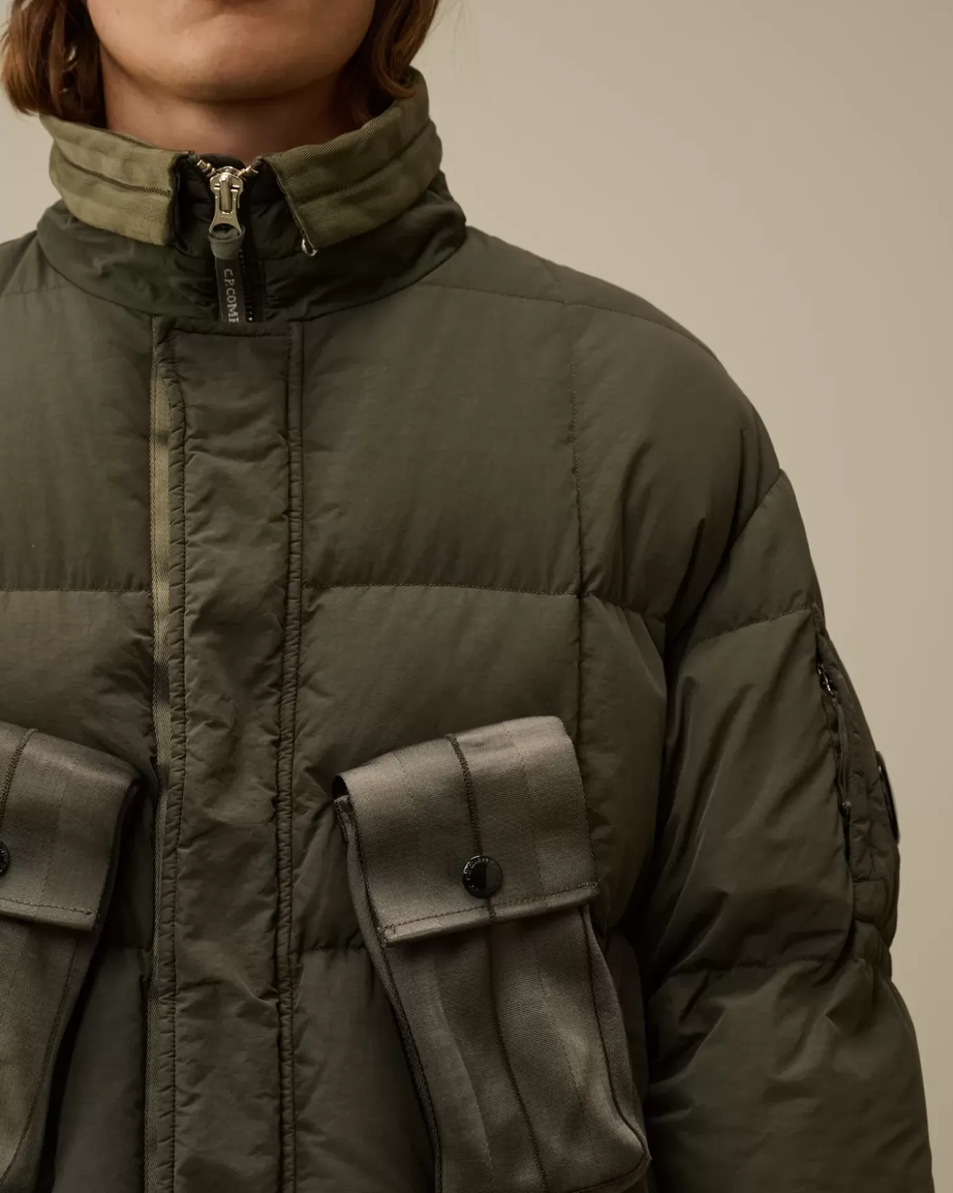 Jacket & Coats<C.P. Company Flatt Nylon Short Down Jacket Grape Leaf – Green