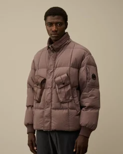Jacket & Coats<C.P. Company Flatt Nylon Short Down Jacket Purple Dove