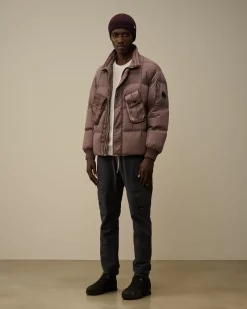 Jacket & Coats<C.P. Company Flatt Nylon Short Down Jacket Purple Dove